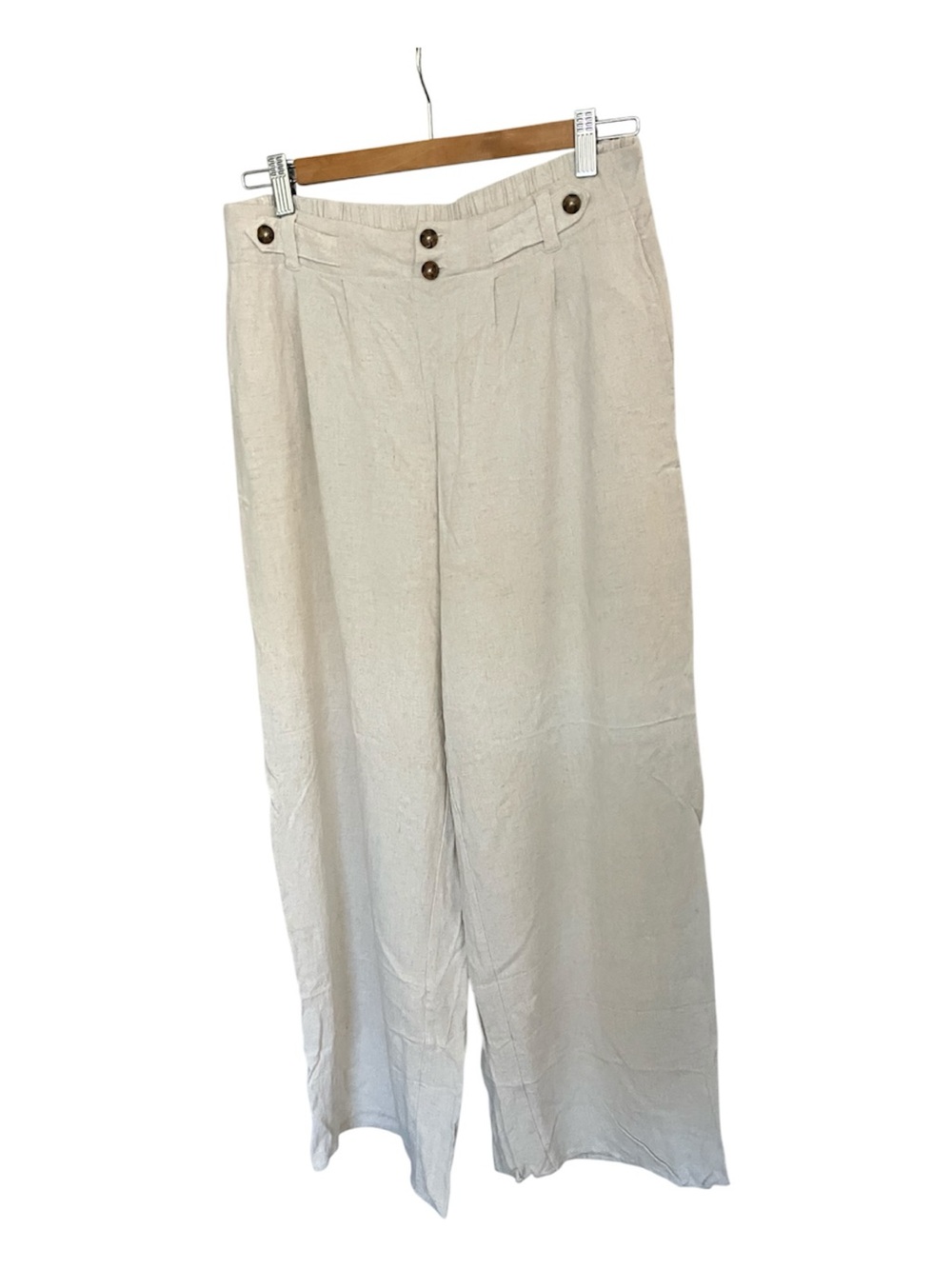 Sienna Sky Cream Wide Leg Linen Blend Pants size L